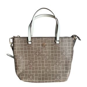 Anne Klein Crossbody Strap Shoulder Bag Brown Lion Logo Print Top Handle Purse
